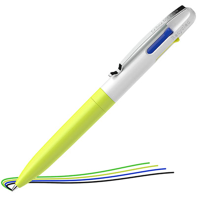 Penna a sfera Take 4 - punta media - 4 colori - fusto giallo fluo - Schneider