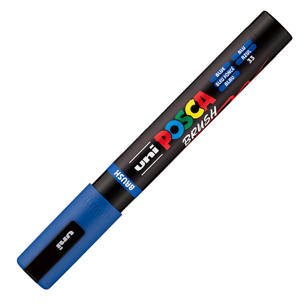 Marcatore a base d'acqua Uni Posca PC5MBR - punta brush 1.0 - 4.0mm - blu  - Uni Mitsubishi