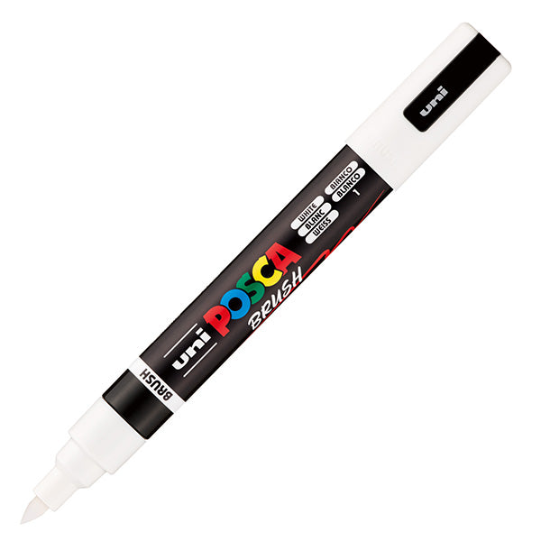 Marcatore a base d'acqua Uni Posca PC5MBR - punta brush 1.0 - 4.0mm - bianco  - Uni Mitsubishi