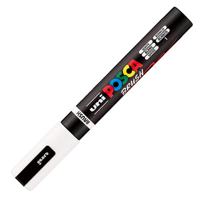 Marcatore a base d'acqua Uni Posca PC5MBR - punta brush 1.0 - 4.0mm - bianco  - Uni Mitsubishi