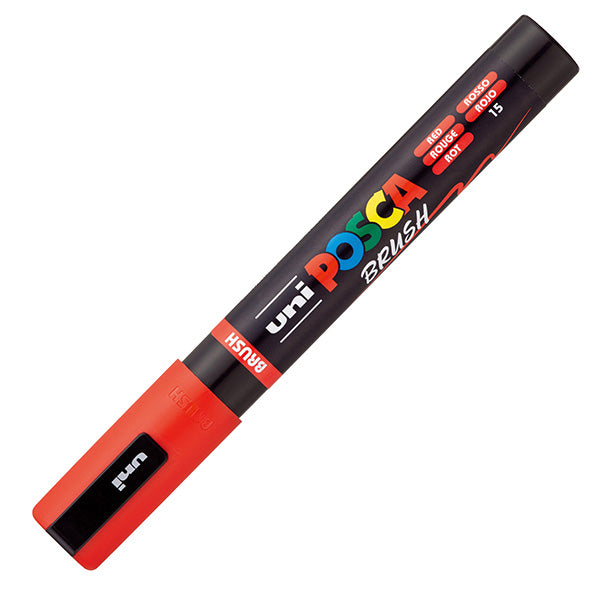 Marcatore a base d'acqua Uni Posca PC5MBR - punta brush 1.0 - 4.0mm - rosso - Uni Mitsubishi