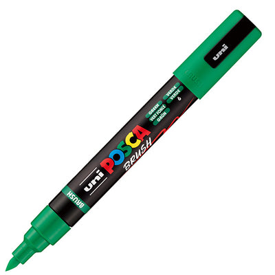 Marcatore a base d'acqua Uni Posca PC5MBR - punta brush 1.0 - 4.0mm - verde - Uni Mitsubishi