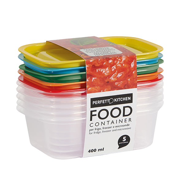 Contenitori alimenti – 164 x 111 x 51 mm – 400 ml - PP - Perfetto – conf. 5 pezzi