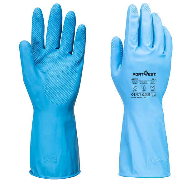 Guanti per alimenti protezione chimica B - M - lattice - leggeri - azzurro - Portwest - conf. 12 pezzi