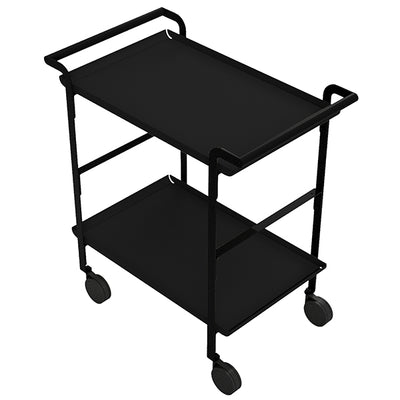 Carrello di servizio LINÉA - 2 ripiani neri + tovaglietta nera - Stilcasa