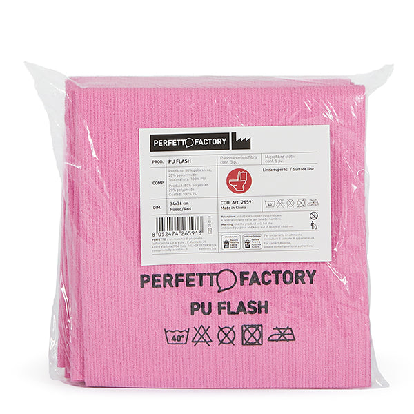 Panni PU Flash - 34 x 36 cm - rosso - Perfetto Factory - conf. 5 pezzi