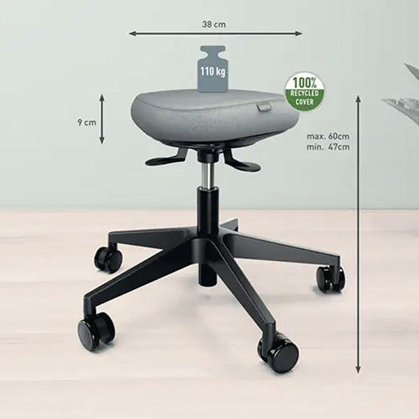 Sgabello Active - con ruote - grigio - Leitz