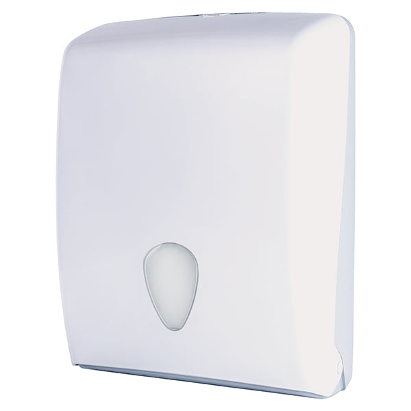Dispenser asciugamani Stileco - piegati a C/Z/V - 13 x 27,7 x 37 cm - 600 fogli - ABS - bianco - Medial International