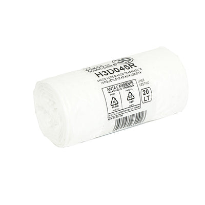 Sacco rifiuti - HDPE - 45 x 55 cm - 20 L - 15my - bianco - Bio Extrusion - conf. 30 pezzi