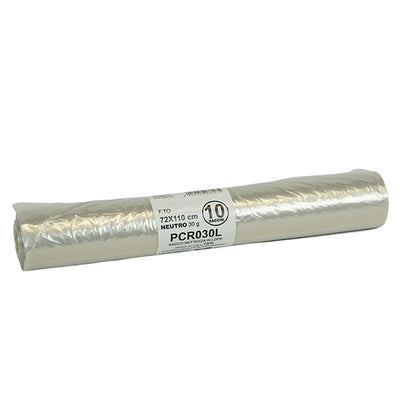 Sacco rifiuti - PCR - 72 x 110 cm - 110 L - 30 gr - neutro -Bio Extrusion - conf. 10 pezzi
