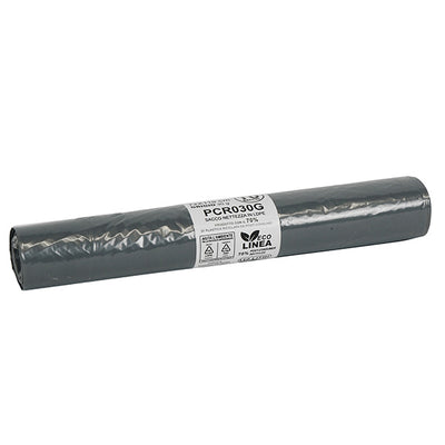 Sacco rifiuti - PCR - 72 x 110 cm - 110 L - 30 gr - grigio -Bio Extrusion - conf. 10 pezzi