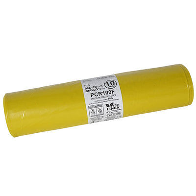 Sacco rifiuti - PCR - 90 x 120 cm - 120 L - 100 gr - giallo -Bio Extrusion - conf. 10 pezzi