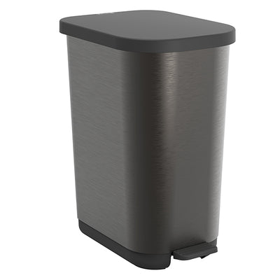 Cestino RIBO raccolta differenziata - PP - con coperchio e pedale - 40 x 28,5 x 51,3 cm - 25/40 L - grafite - Rotho