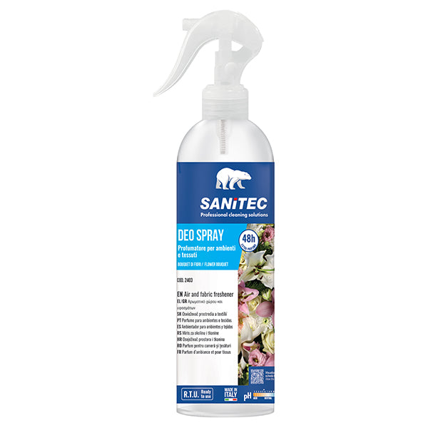 Profumatore Deo Spray - per ambienti e tessuti - trigger 300 ml - bouquet di fiori - Sanitec