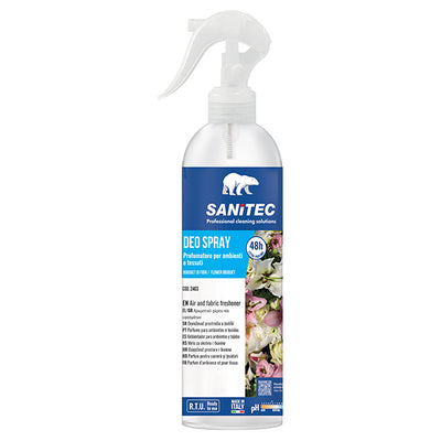 Profumatore Deo Spray - per ambienti e tessuti - trigger 300 ml - bouquet di fiori - Sanitec