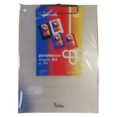 Portablocco con molla in metallo - copertina in PPL - A4 - grigio fumè - Iternet