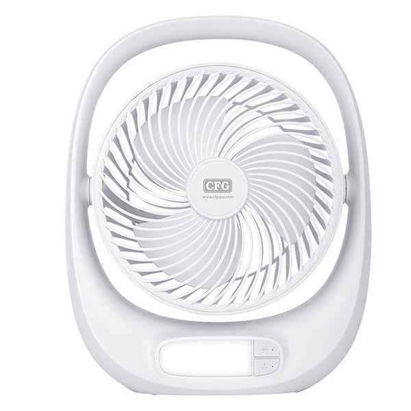 Ventilatore da tavolo Kimono - ricaricabile - con luce LED - 24,8 x 8 x 30,5 cm - bianco - CFG