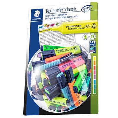Evidenziatore Textsurfer® Classic - punta a scalpello - tratto 1,0-5,0mm - colori assortiti - Staedtler - expo 100 pezzi