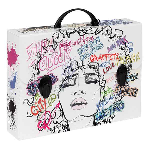 Valigetta polionda Grafitti - 27 x 37,5 cm - dorso 8 cm - fantasie assortite - Favorit