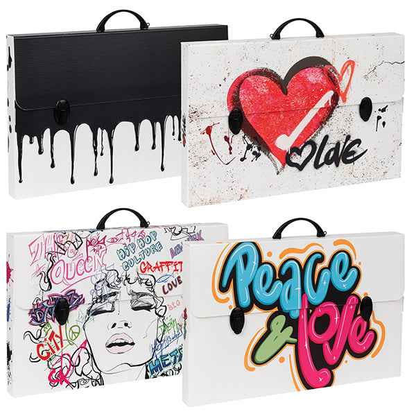 Valigetta polionda Grafitti - 36,5 x 56,5 cm - dorso 5,5 cm - fantasie assortite - Favorit