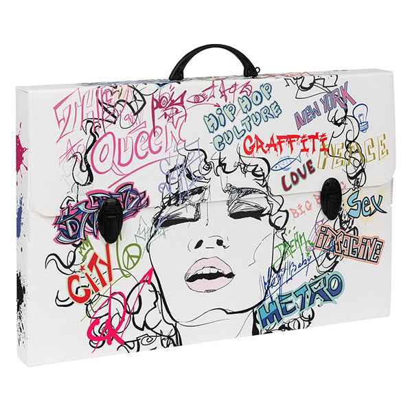 Valigetta polionda Grafitti - 36,5 x 56,5 cm - dorso 5,5 cm - fantasie assortite - Favorit