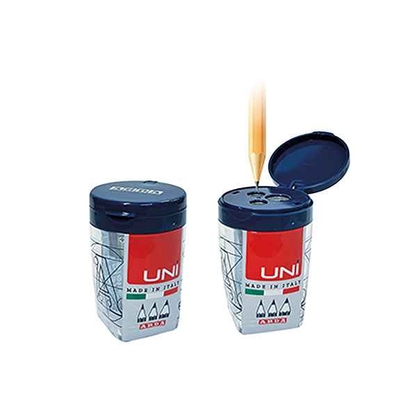 Temperamatite Triplo UNI - 3 fori - c/contenitore - nero e trasparente - Arda