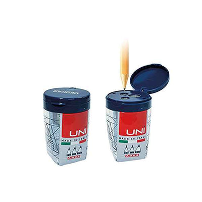 Temperamatite Triplo UNI - 3 fori - c/contenitore - nero e trasparente - Arda