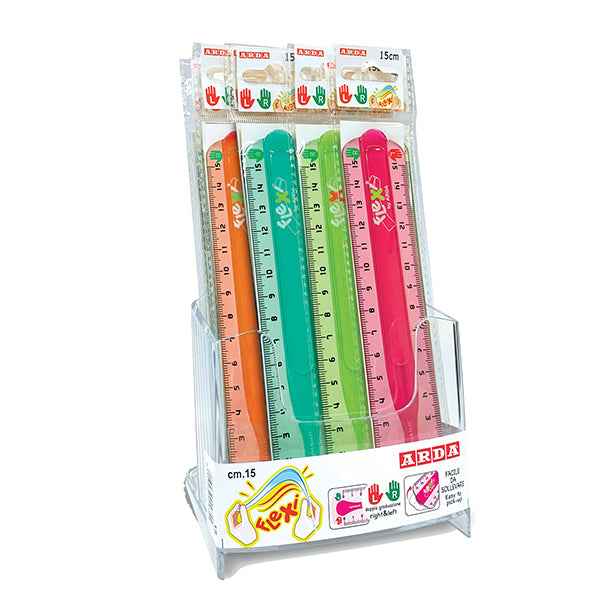 Righello Flexi - 15 cm - colori assortiti - Arda - expo 15 pezzi