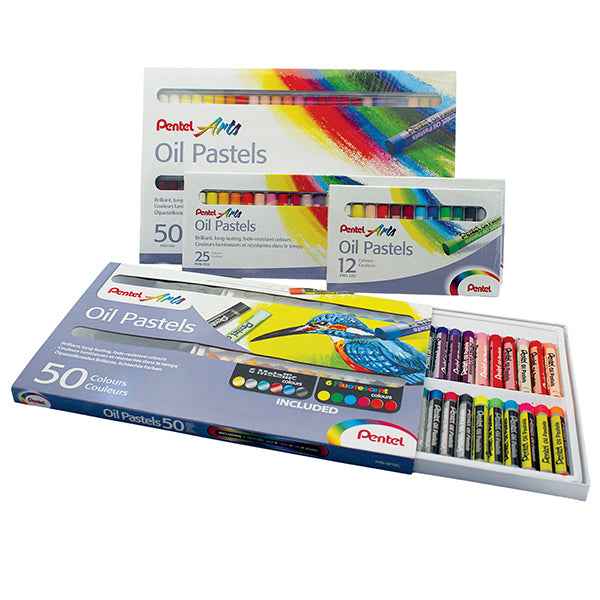 Pastelli a olio - colori e confezionamenti assortiti - Pentel - expo 30 pezzi