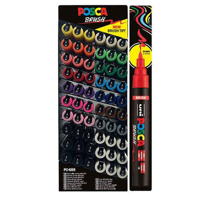 Marcatore Posca Brush - punta pennello - colori assortiti - Uni - expo 60 pezzi