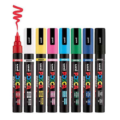 Marcatore Posca Brush - punta pennello - colori assortiti - Uni - expo 60 pezzi