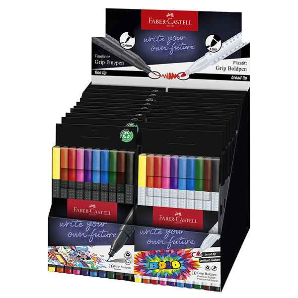 Grip Boldpen + Grip Finepen - colori assortiti - Faber-Castell - expo da 20 astucci