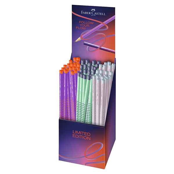 Matite grafite Grip Follow Your Flow - B - fusto colori assortiti - Faber-Castell - expo da 72 pezzi