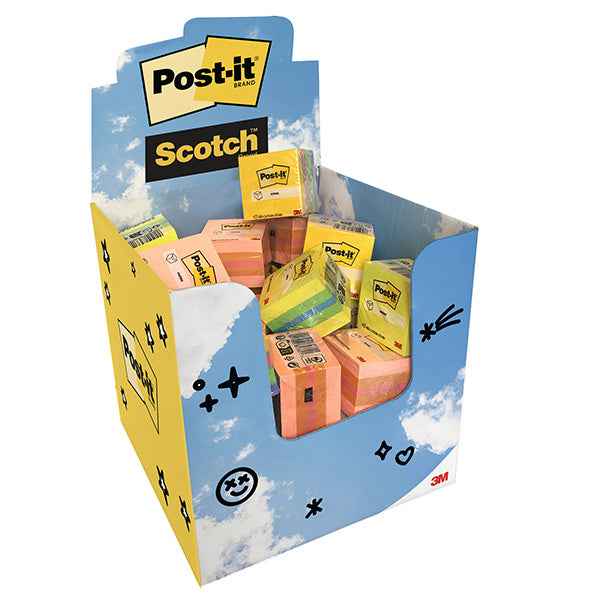 Blocchetto Mini Cubo - 51 x 51 mm - 400 fg - colori assortiti - Post-it® - expo 30 pezzi