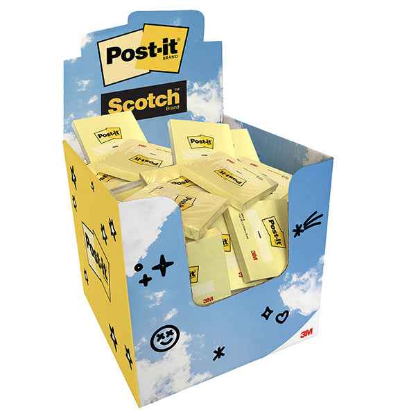 Blocchetto adesivo - 76 x 76 mm - 100 fg - Giallo Canary - Post-it® - expo 60 pezzi
