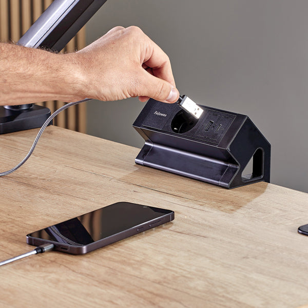 Power desk Type F - nero - Fellowes
