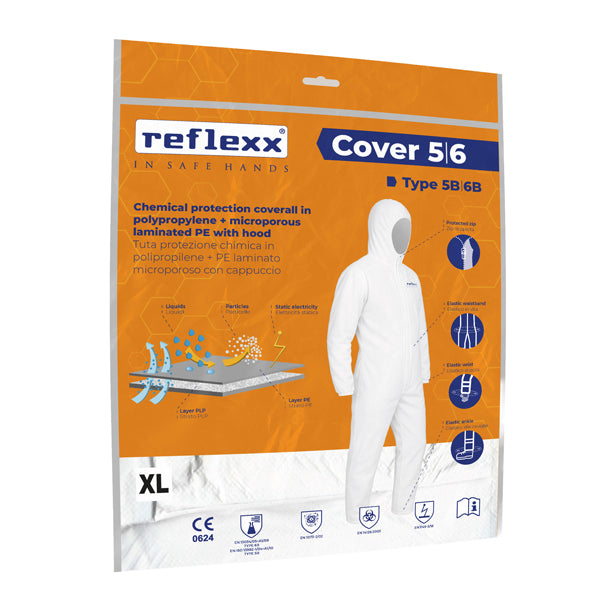 Tuta protettiva monouso Coverall 40 - taglia XXL - PLP - bianco - Reflexx