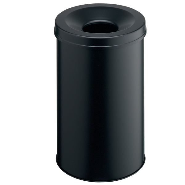 Cestino gettacarte SAFE - tondo - autoestinguente - nero - 60 L - Durable
