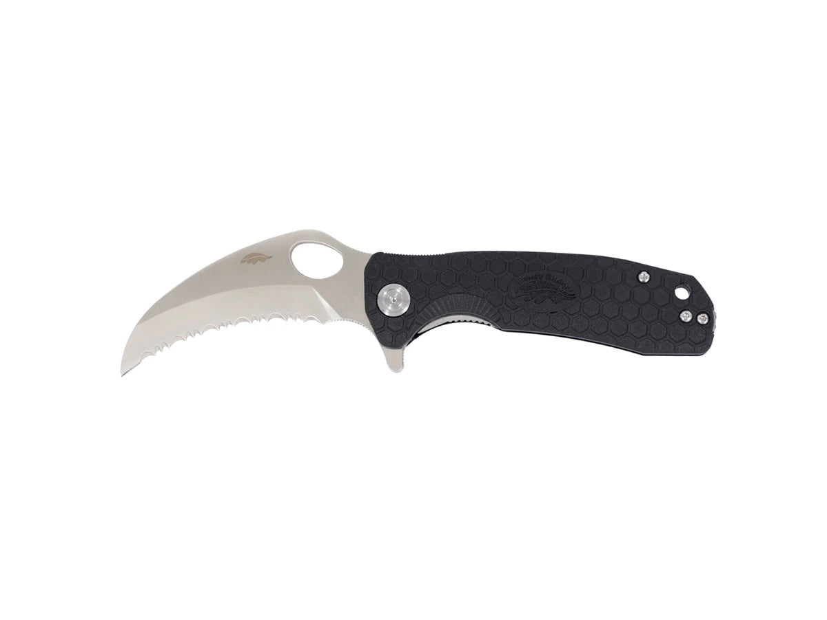 Honey Badger Claw Small Serrated FRN nero HB1151, lama 8Cr13MoV dentellata artiglio piccolo
