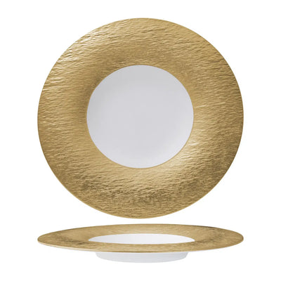 Gemini Gold Piatto Piano Porcellana Effetto Pietra Ø 28 cm 2 Pezzi