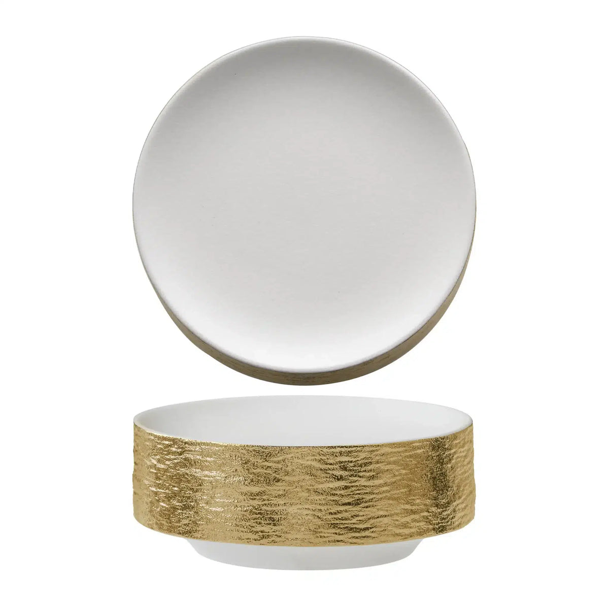 Gemini Gold Piatto Cylinder Porcellana Effetto Pietra Ø 15 cm H 5,8 cm 2 Pezzi
