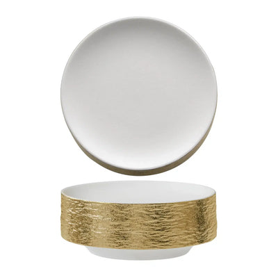 Gemini Gold Piatto Cylinder Porcellana Effetto Pietra Ø 15 cm H 5,8 cm 2 Pezzi