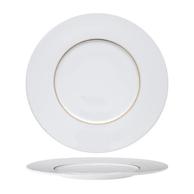 Ligne d'Or Piatto Piano in Porcellana di Limoges Decorata Ø 29 cm 6 Pezzi