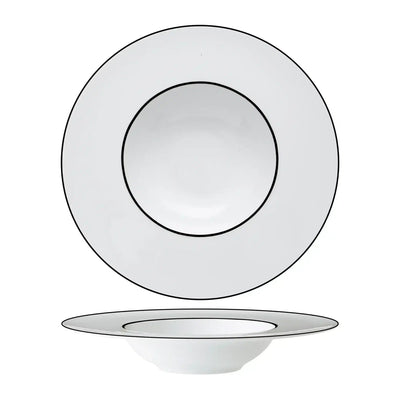 Ligne Noir Piatto Pasta in Porcellana di Limoges Decorata Ø 27 cm 6 Pezzi