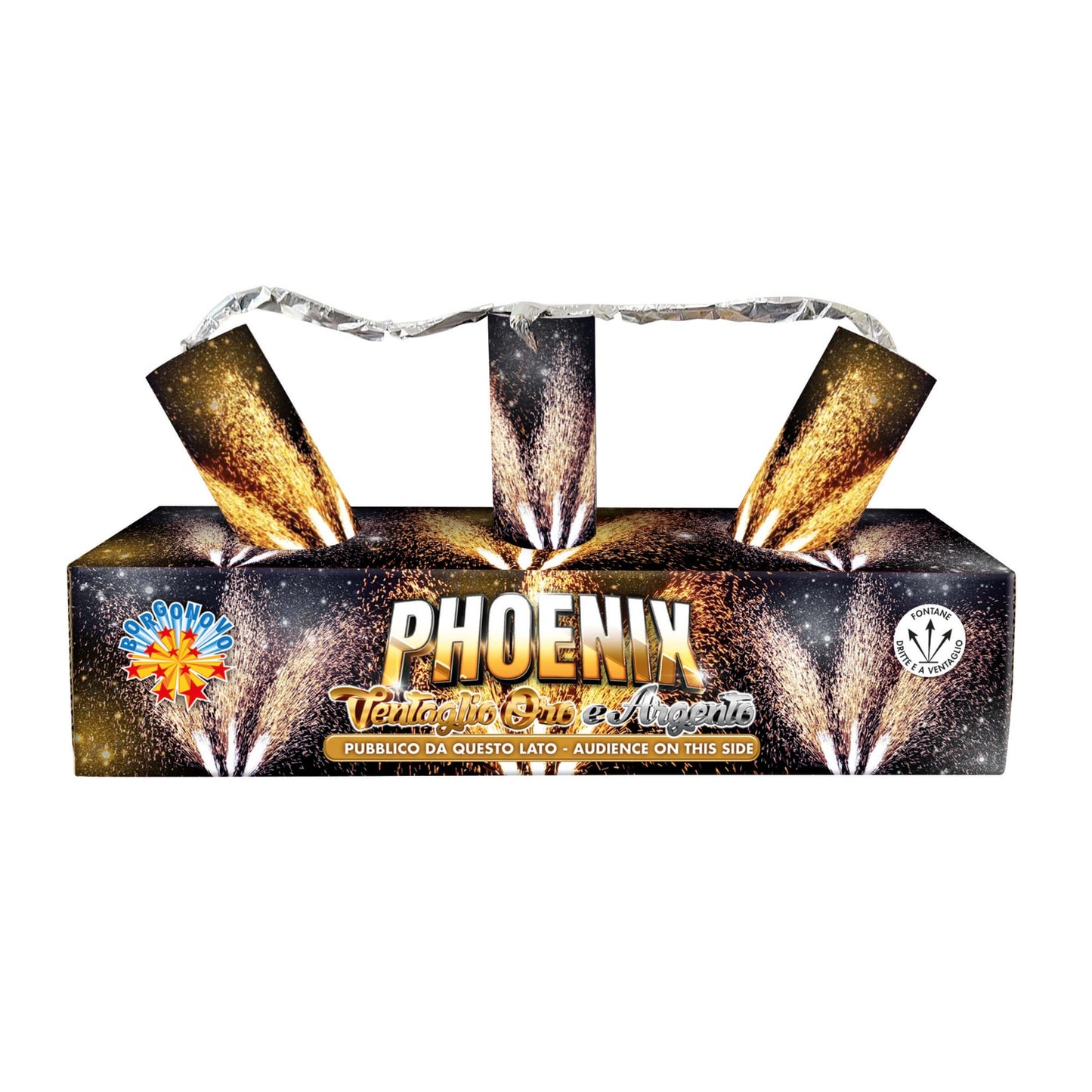 u. Borgonovo Phoenix Batteria di 3 Fontane Oro a Ventaglio con Pistillo Argento F2 NEC 390 g - 0274A