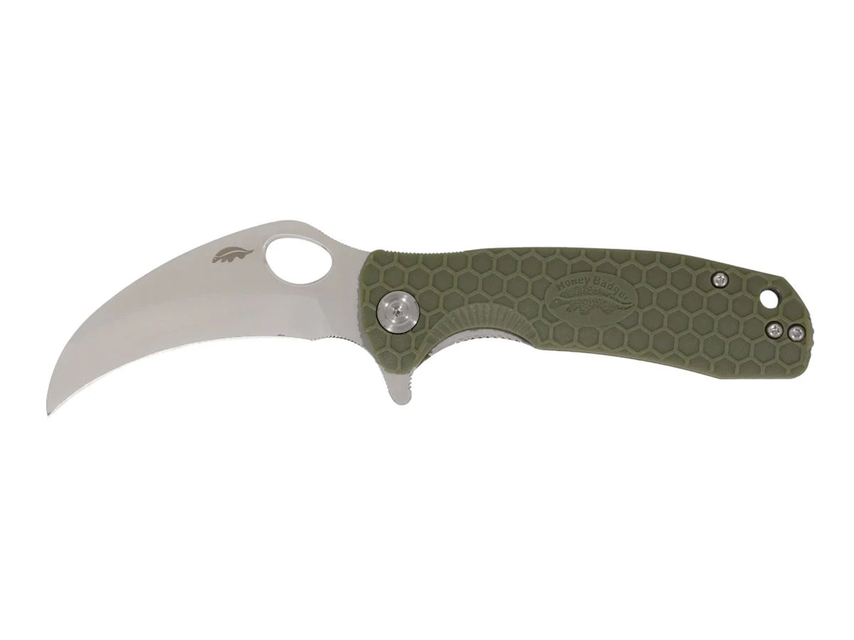 Honey Badger Claw Large Plain FRN verde HB1103, lama 8Cr13MoV a artiglio