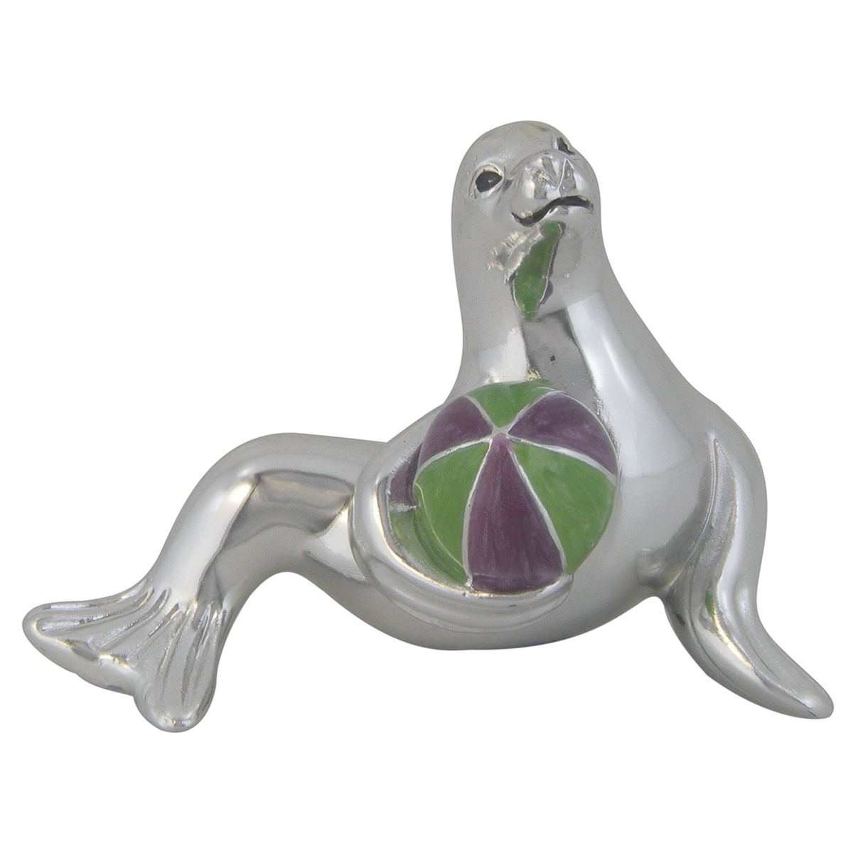Bagutta Scultura Decorativa Foca Sdraiata con Palla Argentata