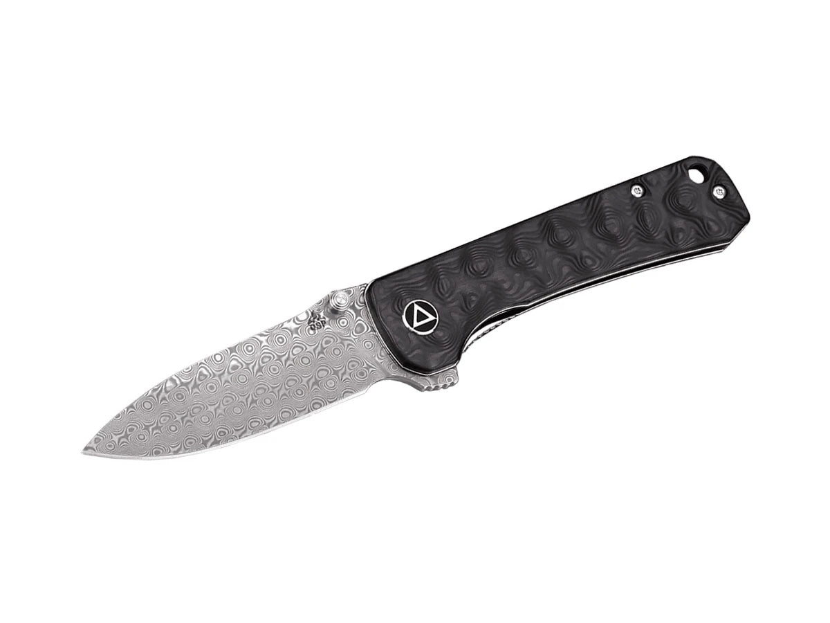 Coltello QSP Hawk Damascus manico CF marmorizzata nera QS131-A