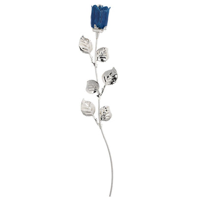Bagutta Rosa Silver Plated Blu con Bordo Argentato e Astuccio Regalo 30 cm