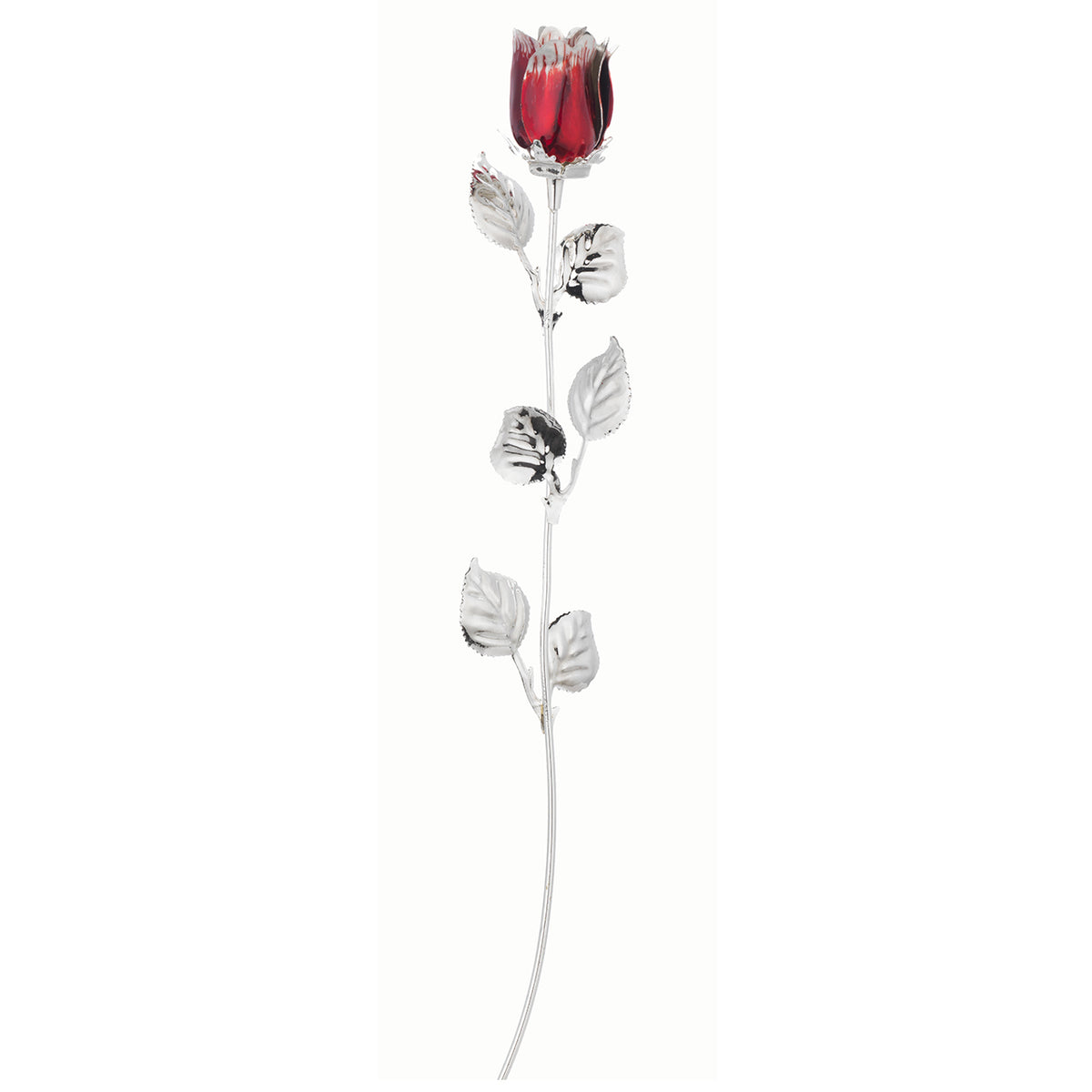 Bagutta Rosa Silver Plated Rossa con Finitura Argentata e Astuccio Regalo 30 cm
